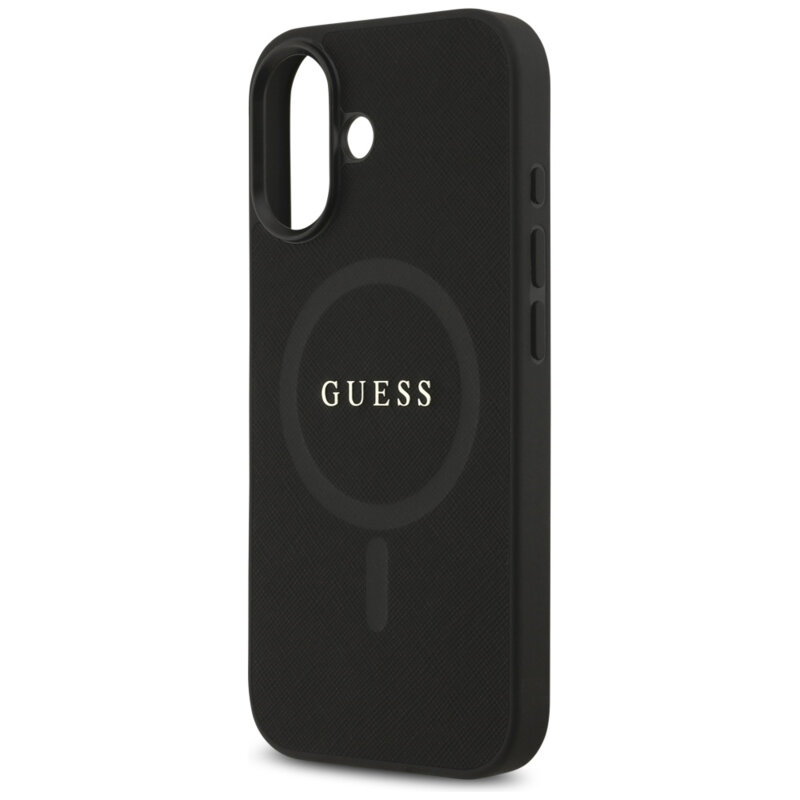 Husa Guess Saffiano Classic Logo MagSafe iPhone 17, negru, GUHMP17SPSAHMCK