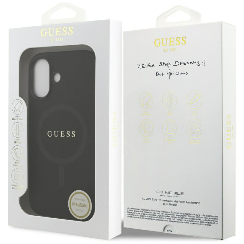 Husa Guess Saffiano Classic Logo MagSafe iPhone 17, negru, GUHMP17SPSAHMCK