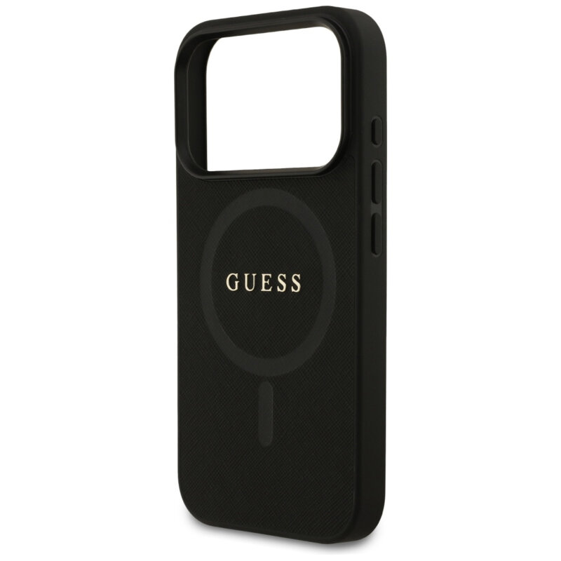 Husa Guess Saffiano Classic Logo MagSafe iPhone 17 Pro, negru, GUHMP17LPSAHMCK