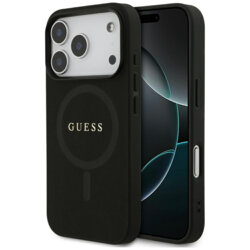 Husa Guess Saffiano Classic Logo MagSafe iPhone 17 Pro Max, negru, GUHMP17XPSAHMCK