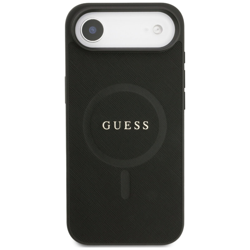 Husa Guess Saffiano Classic Logo MagSafe iPhone 17 Air, negru, GUHMP17MPSAHMCK