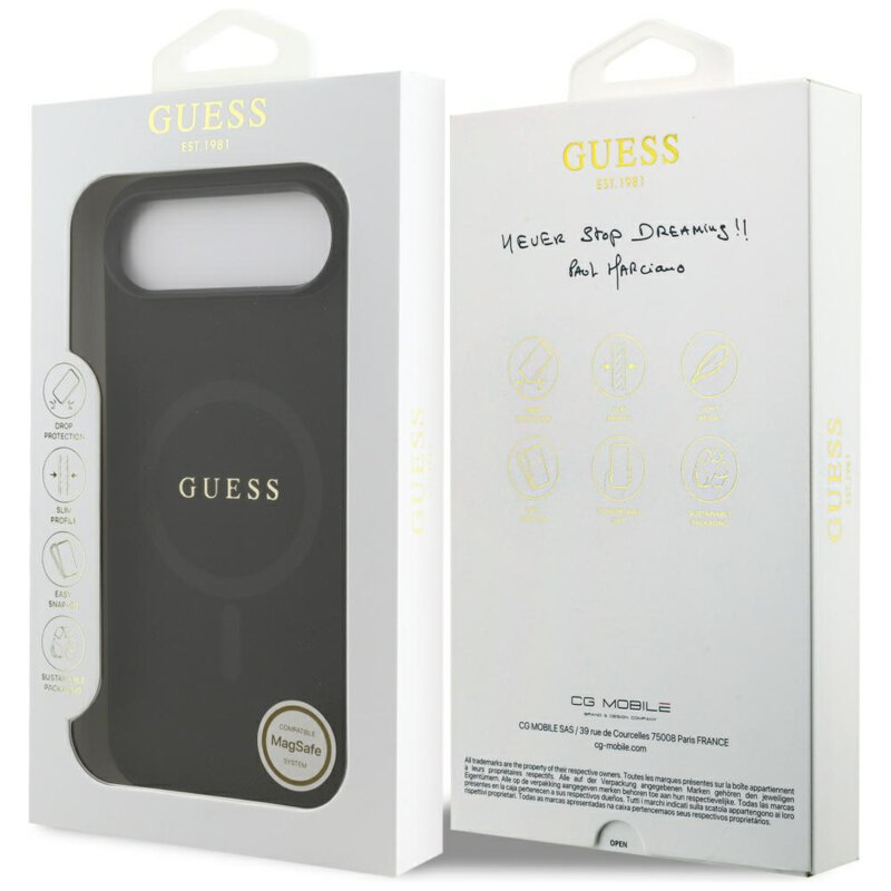 Husa Guess Saffiano Classic Logo MagSafe iPhone 17 Air, negru, GUHMP17MPSAHMCK
