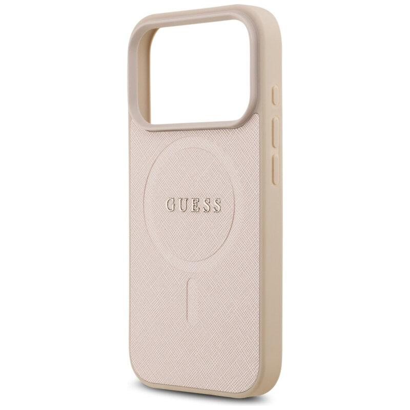 Husa Guess Saffiano Classic Logo MagSafe iPhone 17 Pro, roz, GUHMP17LPSAHMCP