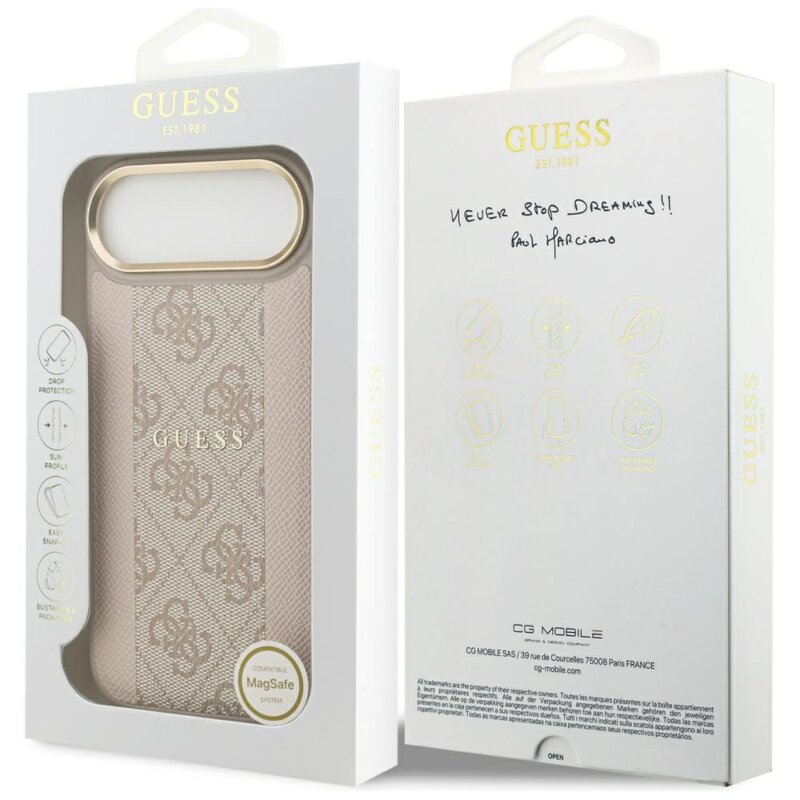 Husa originala Guess iPhone 17 Air Hardcase 4G Stripe MagSafe, roz, GUHMP17MPG4SEMCP