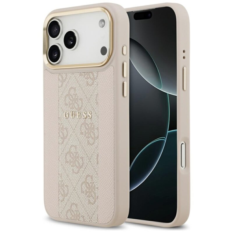 Husa originala Guess iPhone 17 Pro Max Hardcase 4G Stripe MagSafe, roz, GUHMP17XPG4SEMCP
