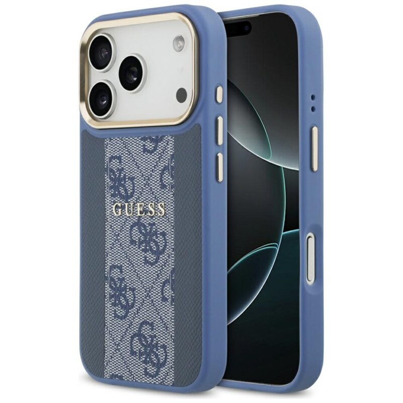 Husa originala Guess iPhone 17 Pro Max Hardcase 4G Stripe MagSafe, albastru, GUHMP17XPG4SEMCB