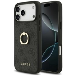 Husa originala Guess iPhone 17 Pro Max Hardcase 4G Ring Stand, negru, GUHCP17X4GMRGR