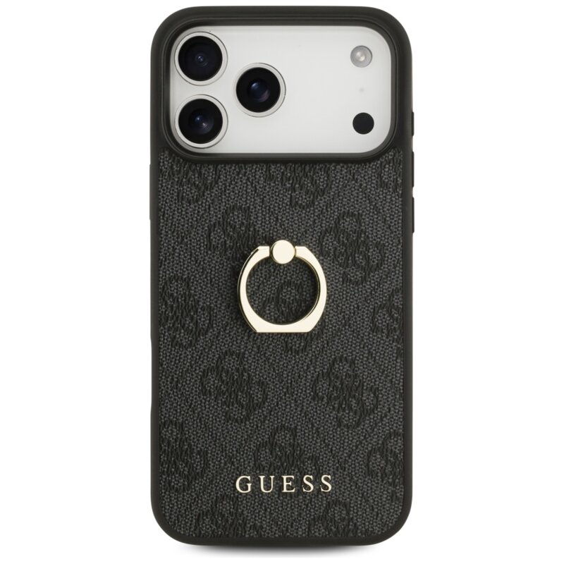 Husa originala Guess iPhone 17 Pro Max Hardcase 4G Ring Stand, negru, GUHCP17X4GMRGR
