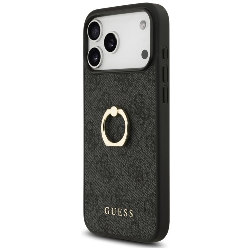 Husa originala Guess iPhone 17 Pro Max Hardcase 4G Ring Stand, negru, GUHCP17X4GMRGR