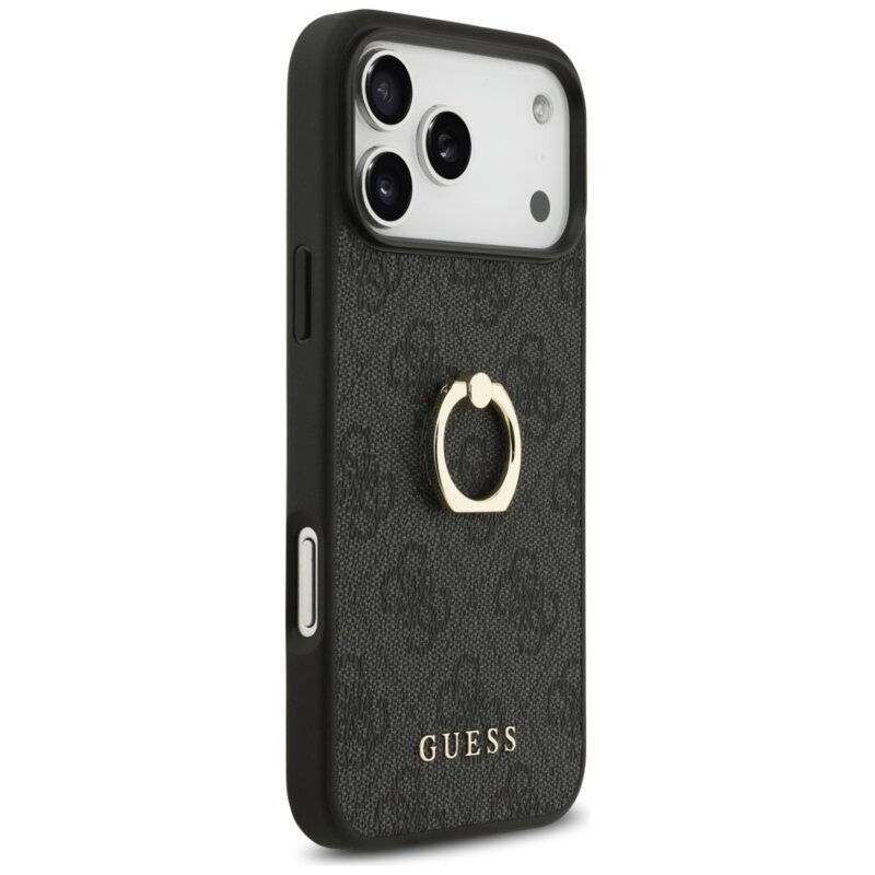 Husa originala Guess iPhone 17 Pro Max Hardcase 4G Ring Stand, negru, GUHCP17X4GMRGR