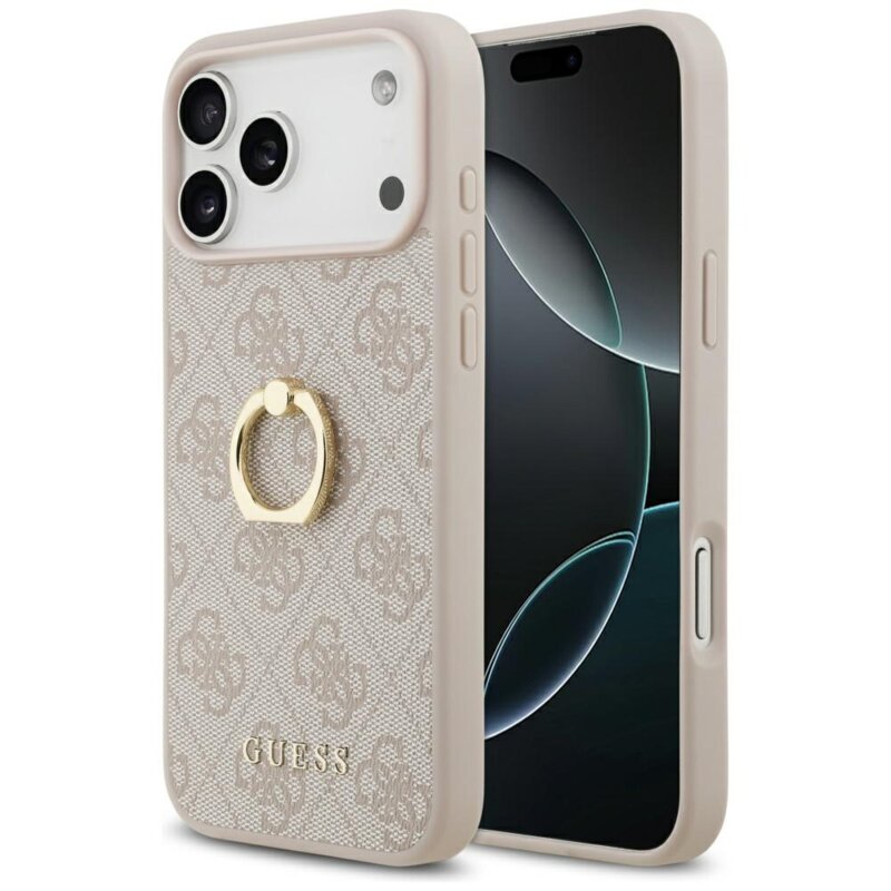 Husa originala Guess iPhone 17 Pro Max Hardcase 4G Ring Stand, roz, GUHCP17X4GMRPI