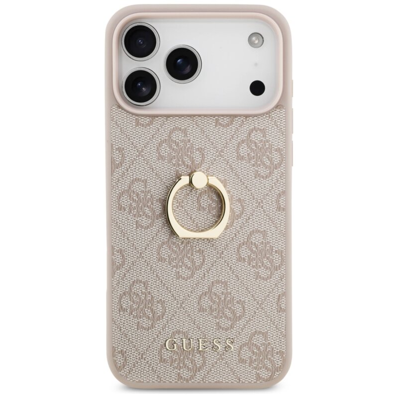 Husa originala Guess iPhone 17 Pro Max Hardcase 4G Ring Stand, roz, GUHCP17X4GMRPI