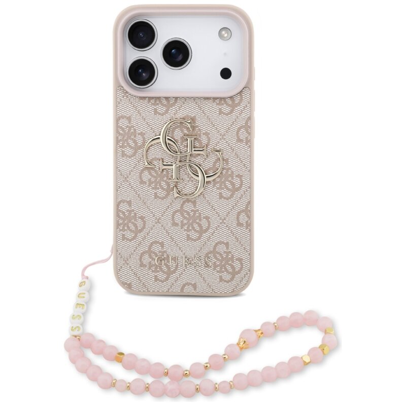 Husa originala Guess iPhone 17 Pro Max Hardcase 4G Classic Logo with Strap, roz, GUHCP17XP4GMGSP