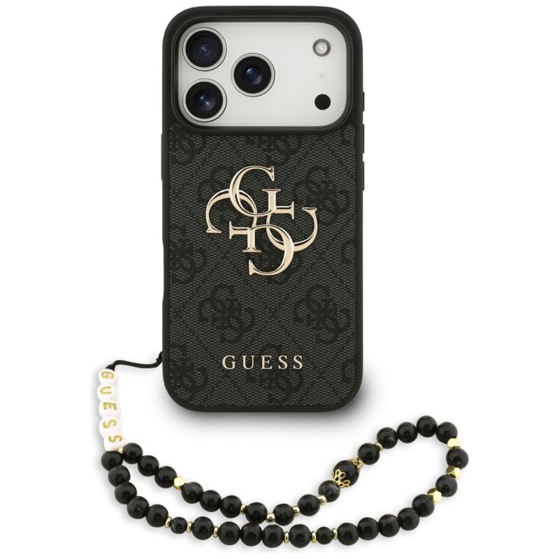 Husa originala Guess iPhone 17 Pro Max Hardcase 4G Classic Logo with Strap, negru, GUHCP17XP4GMGSK