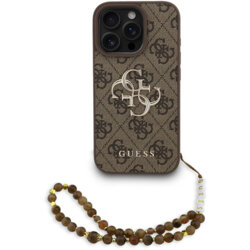 Husa originala Guess iPhone 16 Pro Hardcase 4G Classic Logo with Strap, maro, GUHCP16LP4GMGSW
