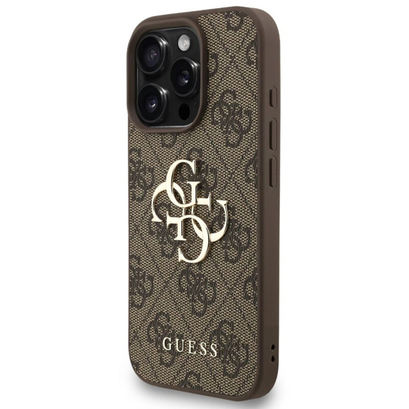 Husa originala Guess iPhone 16 Pro Hardcase 4G Classic Logo with Strap, maro, GUHCP16LP4GMGSW