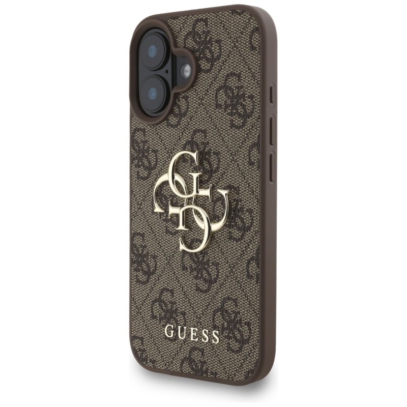 Husa originala Guess iPhone 16 Hardcase 4G Classic Logo with Strap, maro, GUHCP16SP4GMGSW