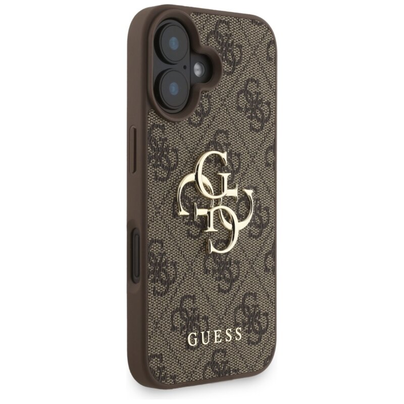 Husa originala Guess iPhone 16 Hardcase 4G Classic Logo with Strap, maro, GUHCP16SP4GMGSW