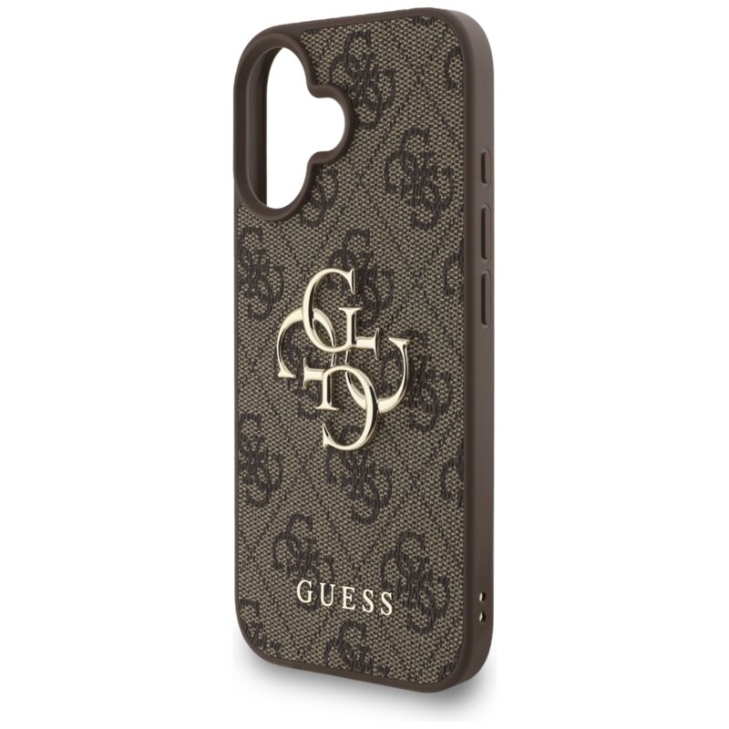 Husa originala Guess iPhone 16 Hardcase 4G Classic Logo with Strap, maro, GUHCP16SP4GMGSW