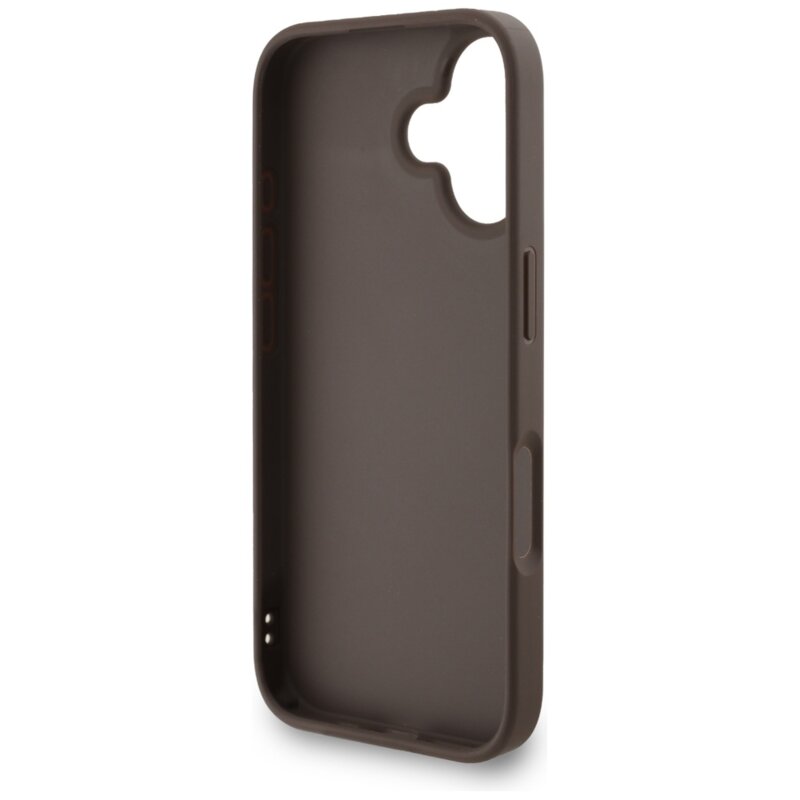 Husa originala Guess iPhone 16 Hardcase 4G Classic Logo with Strap, maro, GUHCP16SP4GMGSW