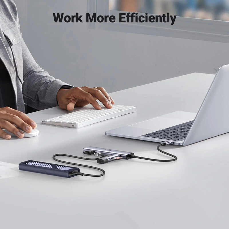 Hub Type-C la 2x Type-C, 2x USB Ugreen, 5Gbps, gri, 15395