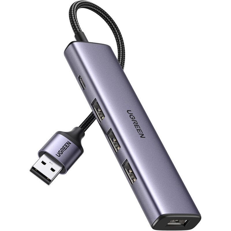 Hub USB la Type-C, 4x USB Ugreen, 5Gbps, gri, 20805