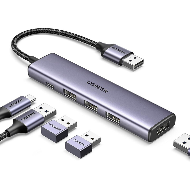 Hub USB la Type-C, 4x USB Ugreen, 5Gbps, gri, 20805