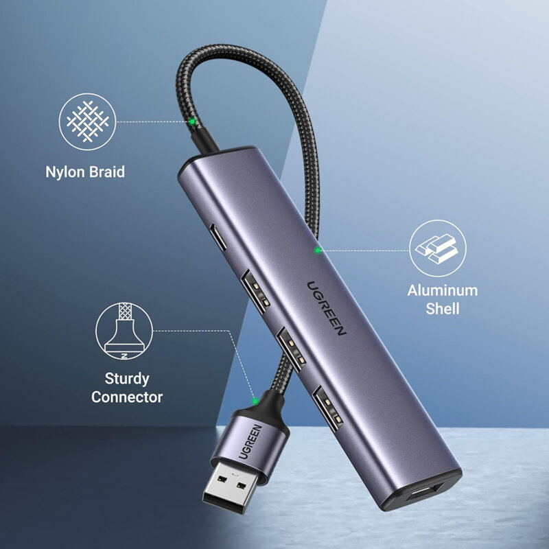 Hub USB la Type-C, 4x USB Ugreen, 5Gbps, gri, 20805