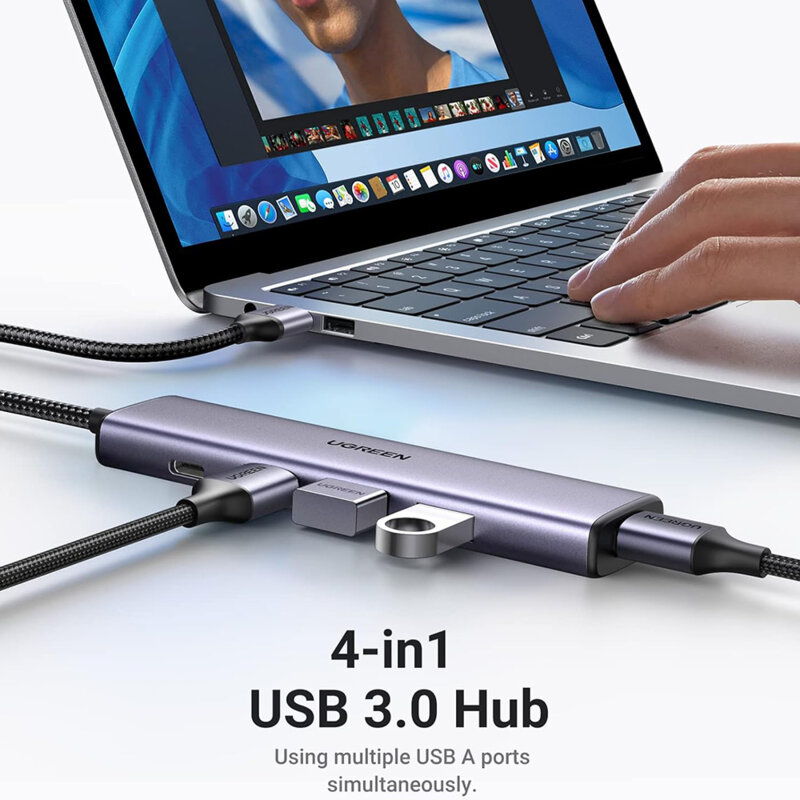 Hub USB la Type-C, 4x USB Ugreen, 5Gbps, gri, 20805