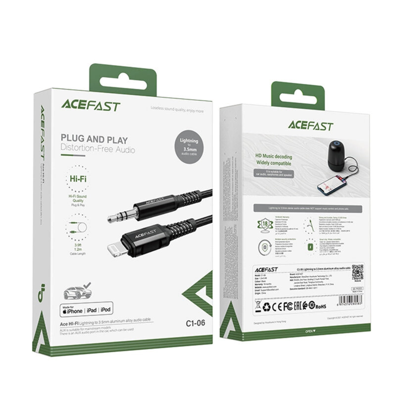 Cablu audio Lightning la Jack 3.5mm tata Acefast, 1.2m, C1-06