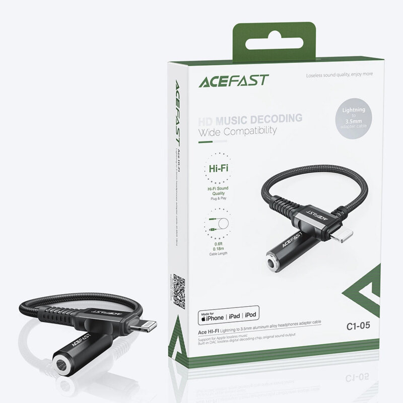 Cablu audio Lightning la Jack 3.5mm mama Acefast, 0.18m, C1-05