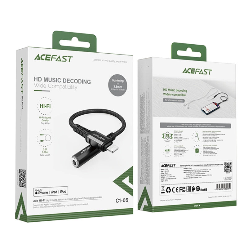Cablu audio Lightning la Jack 3.5mm mama Acefast, 0.18m, C1-05