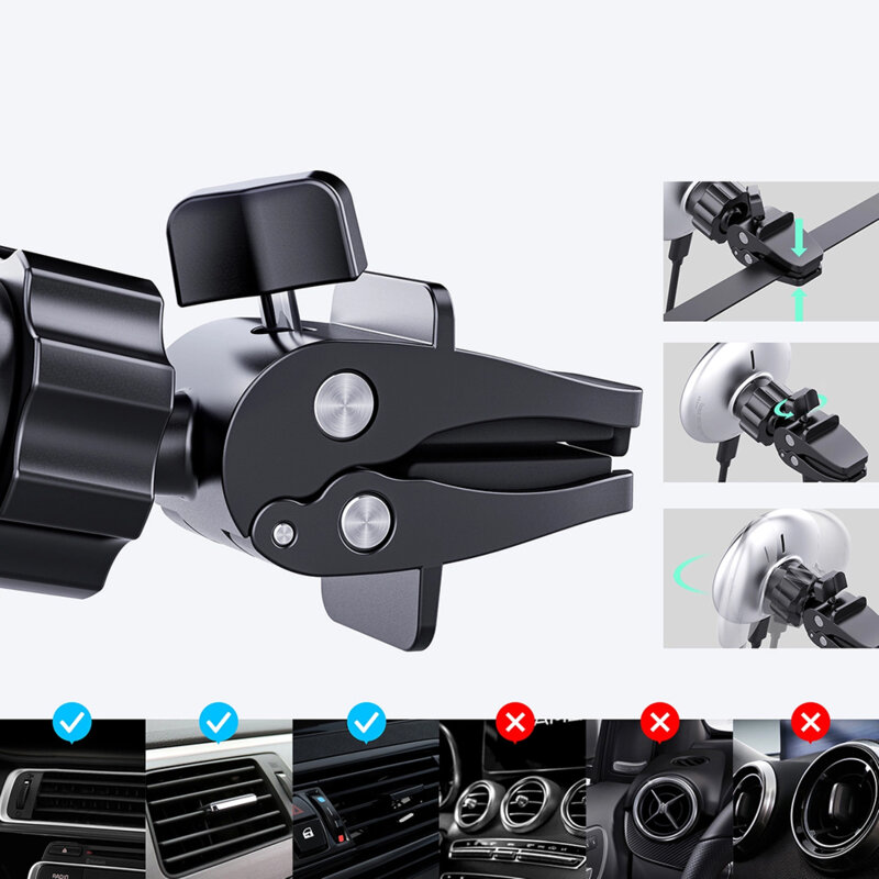 Suport auto magnetic cu incarcare wireless, 15W, Acefast, D3