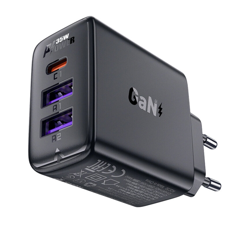 Incarcator retea USB, tip C, GaN Acefast, A57, PD35W, negru