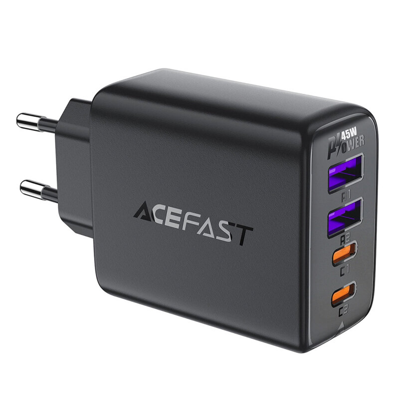 Incarcator priza USB, tip C, GaN Acefast, A61, PD45W, negru