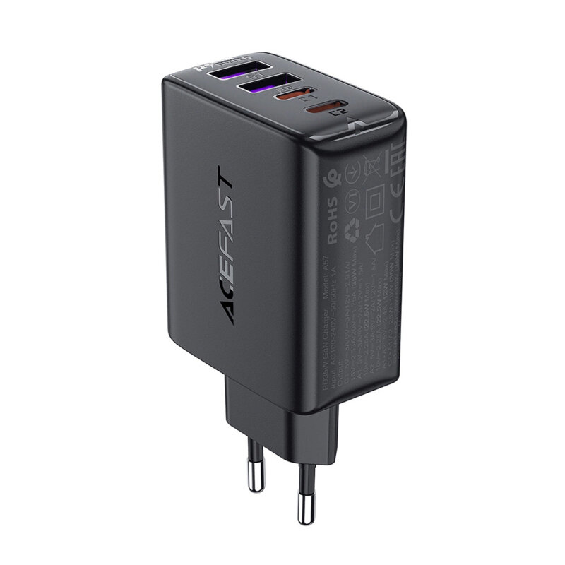 Incarcator priza USB, tip C, GaN Acefast, A61, PD45W, negru