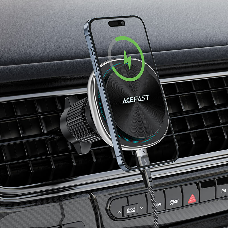 Suport telefon auto wireless magnetic Acefast, D41, argintiu