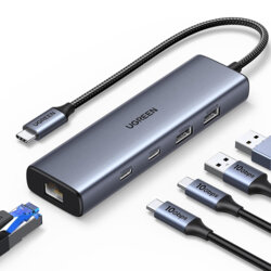 Hub 6in1 USB-C la USB-C, USB, RJ45, 10Gbps Ugreen, 30cm, 45320