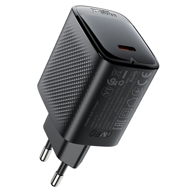 Incarcator Type-C Fast Charging Acefast A112, 45W, 3A, negru