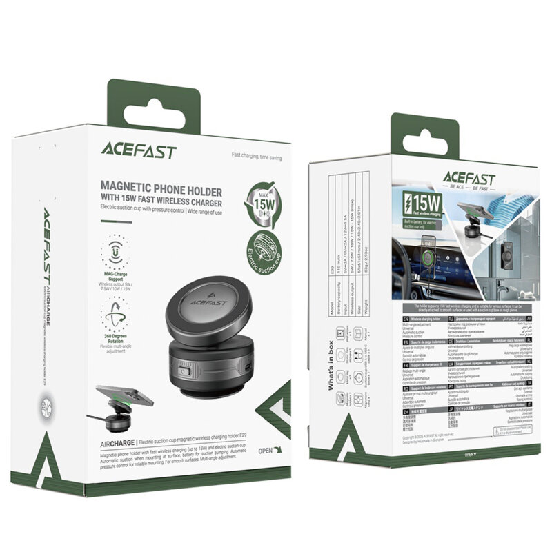 Suport auto cu incarcare wireless Acefast E29, gri