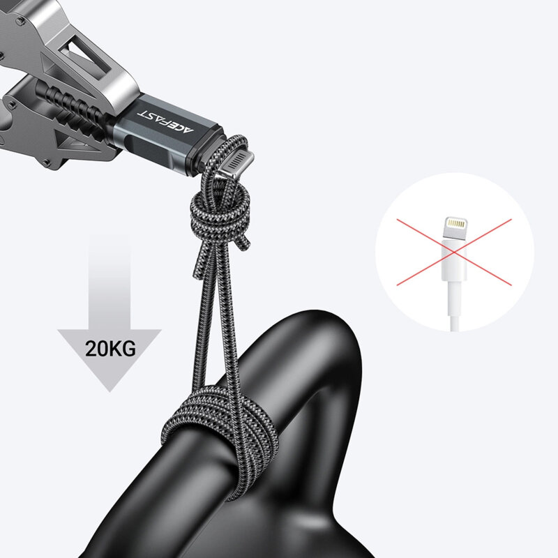 Cablu incarcare Lightning, 2.4A Acefast, C1-02, negru, 1.2m