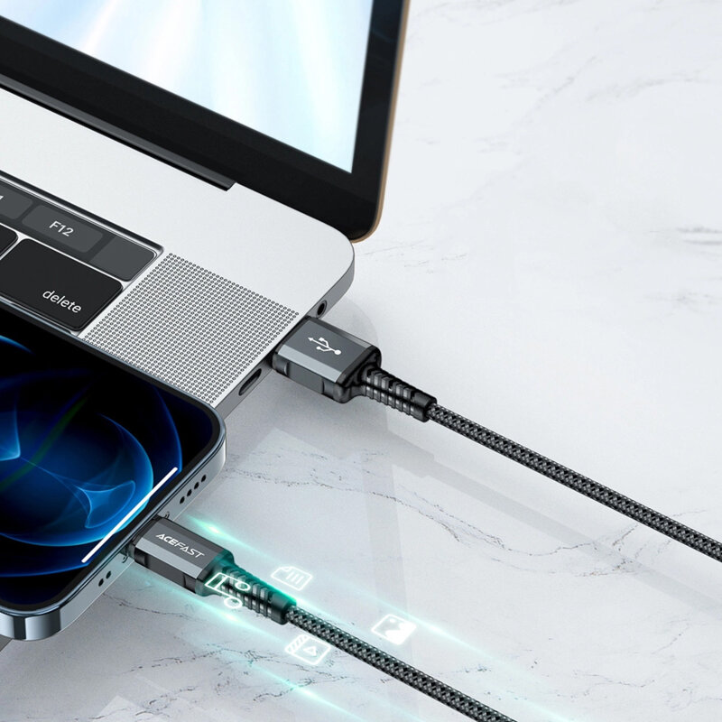 Cablu incarcare Lightning, 2.4A Acefast, C1-02, negru, 1.2m