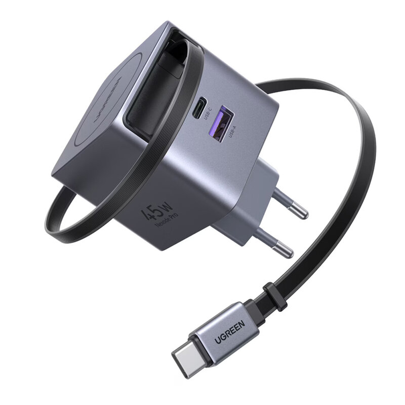 Incarcator priza GaN USB, 2x Type-C Ugreen, 45W, gri, 65822