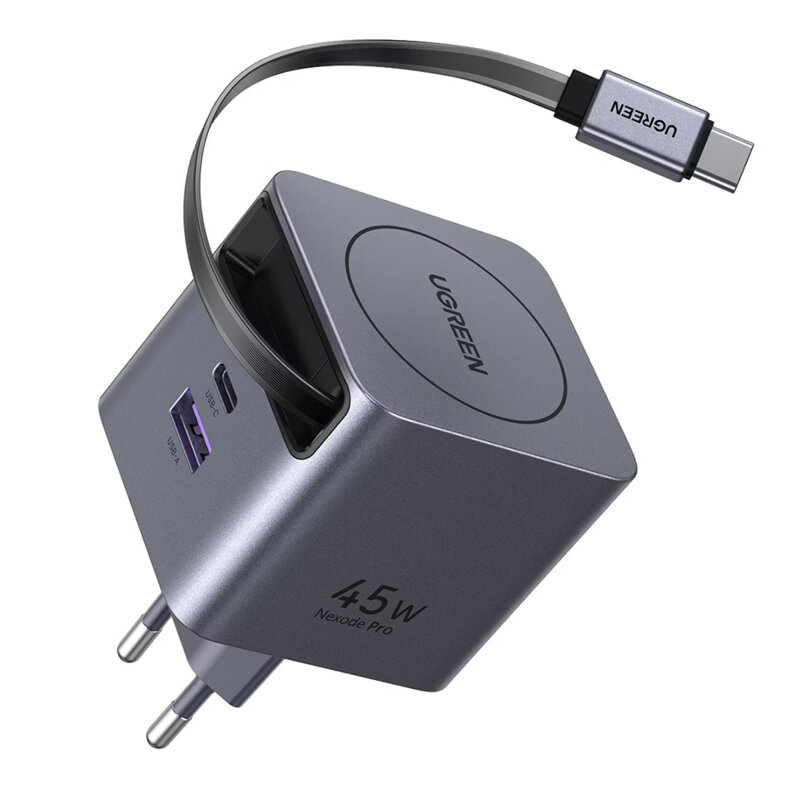 Incarcator priza GaN USB, 2x Type-C Ugreen, 45W, gri, 65822