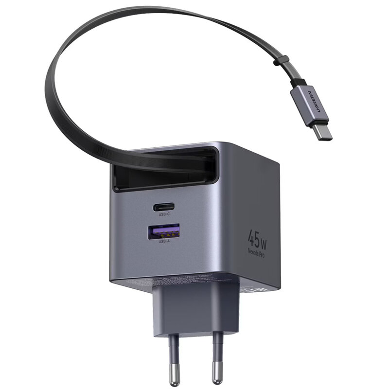 Incarcator priza GaN USB, 2x Type-C Ugreen, 45W, gri, 65822