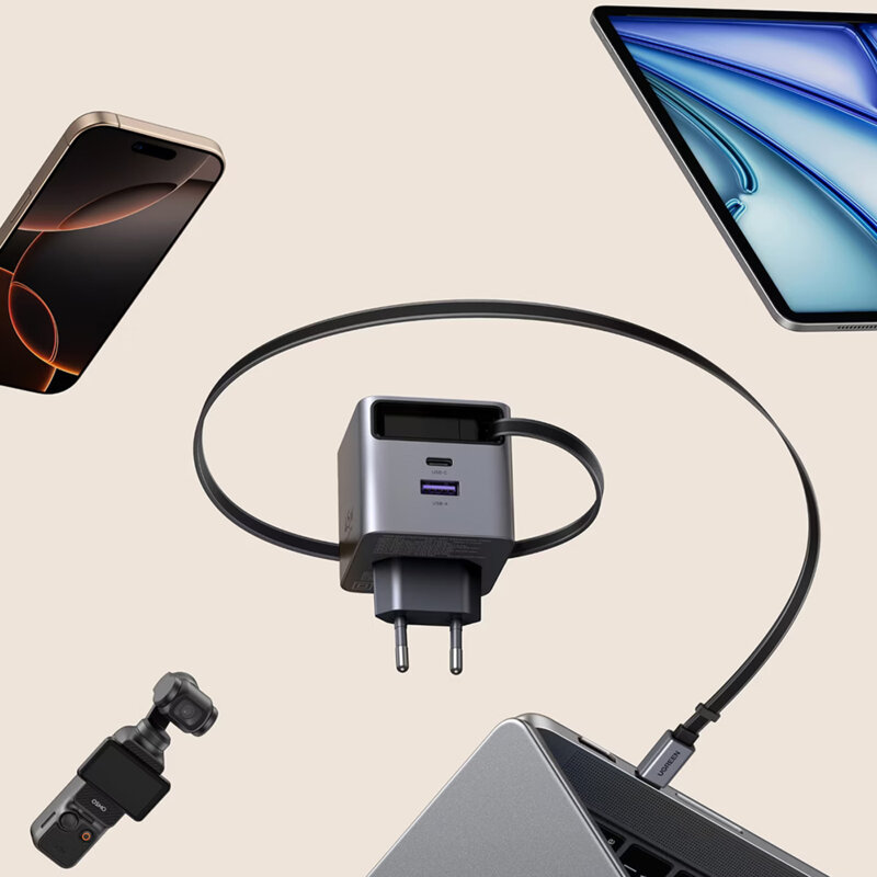 Incarcator priza GaN USB, 2x Type-C Ugreen, 45W, gri, 65822