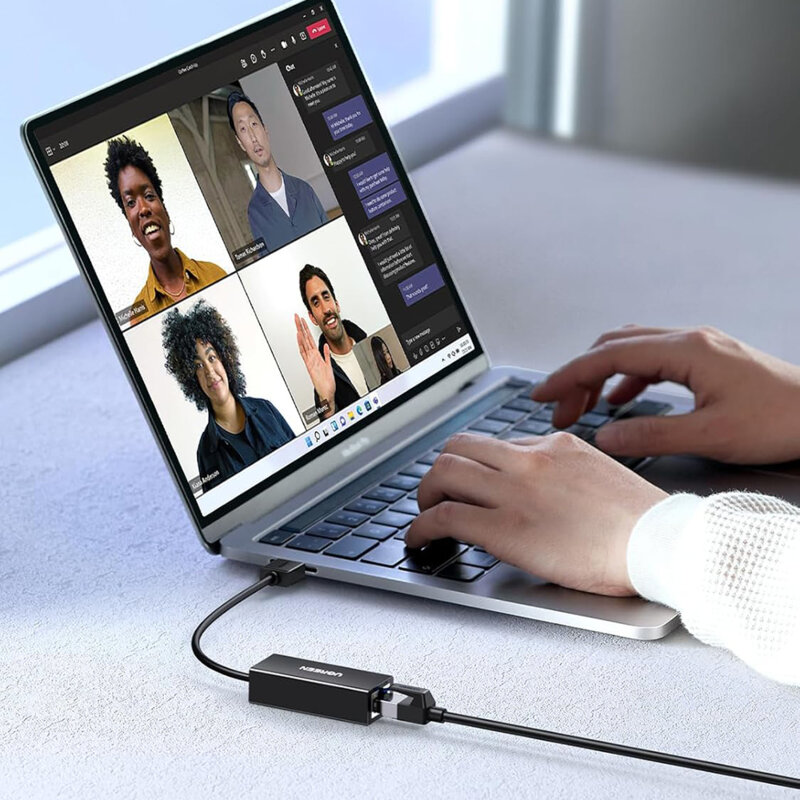 Adaptor retea USB la RJ45 cu LED Ugreen, 1000Mbps, negru, 20256