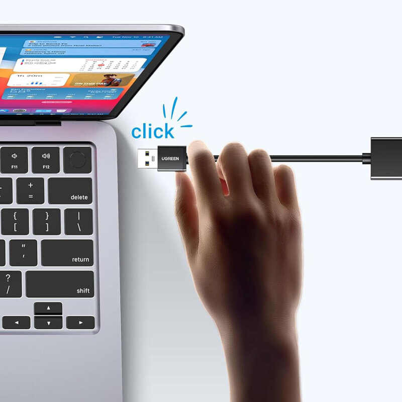 Adaptor retea USB la RJ45 cu LED Ugreen, 1000Mbps, negru, 20256