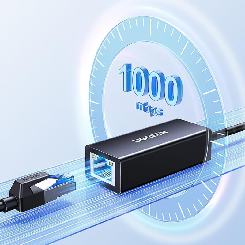 Adaptor retea USB la RJ45 cu LED Ugreen, 1000Mbps, negru, 20256