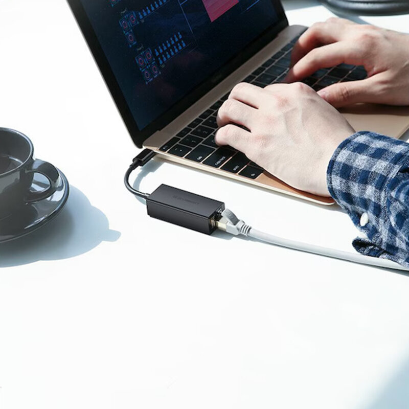 Adaptor retea USB-C la RJ45 Ugreen, 1000Mbps, negru, 50307